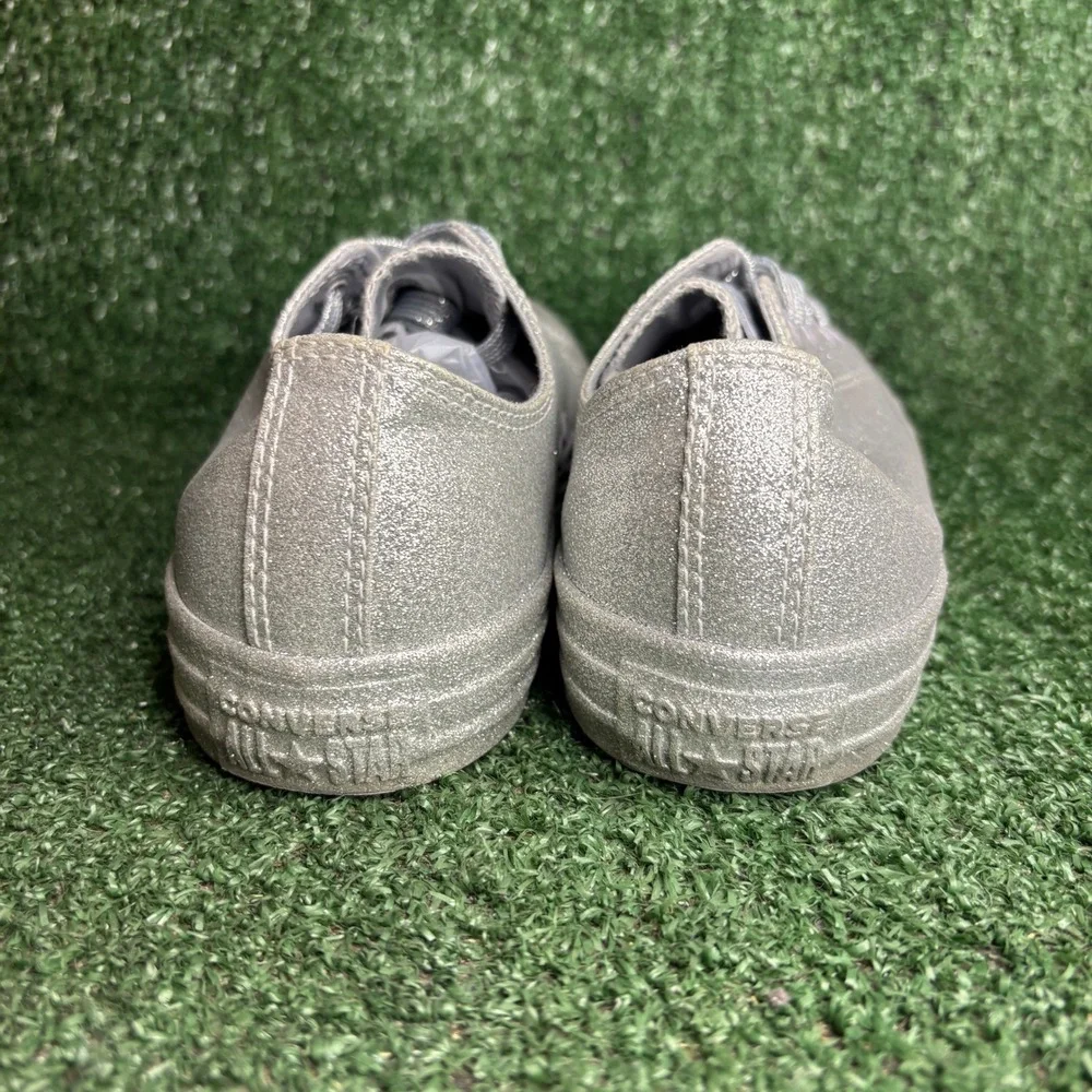 Converse Chuck Taylor All Star Glitter Sparkle Low Top Sneaker Silver Women Sz 9 - Picture 4 of 12